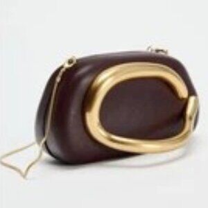 NWT Chic Burgundy & Gold Clutch